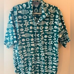 Back East vintage Short Sleeve Button up Shirt Large Hawaiian Tropical size XL